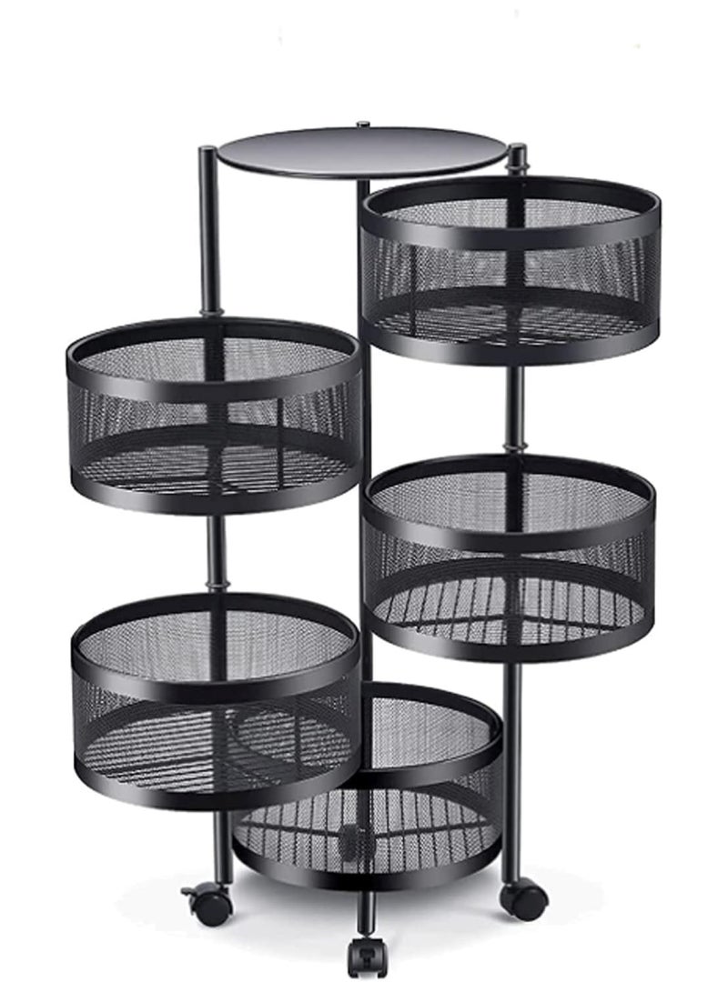 Rotating Multi-Layer Fruit & Vegetable Storage Rack with Snack Shelves - Image 1