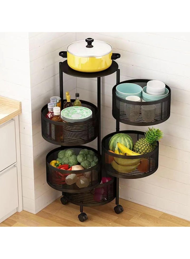 Rotating Multi-Layer Fruit & Vegetable Storage Rack with Snack Shelves - Image 2