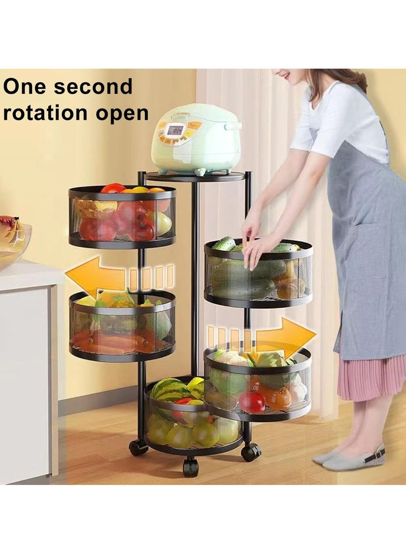 Rotating Multi-Layer Fruit & Vegetable Storage Rack with Snack Shelves - Image 3