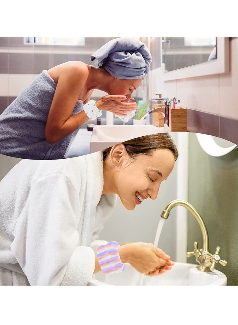 Women's Wrist Towels for Washing Face, Microfiber Wrist Spa Wash Towel Band, Face Washing Wristbands, Absorbent Wristbands Wrist Sweatband for Girls Prevent Water from Spilling Down Your Arms (8 Pcs) - Image 3