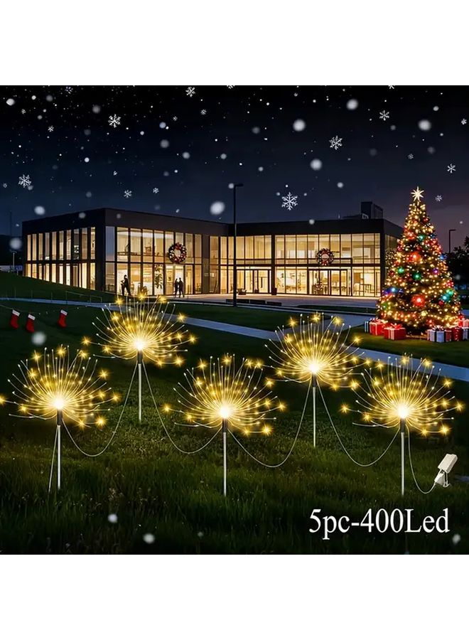 400LED 5Pcs Solar Firework Landscape Lights Outdoor Garden Courtyard Decor Smart Sensor 8 Modes - Image 1