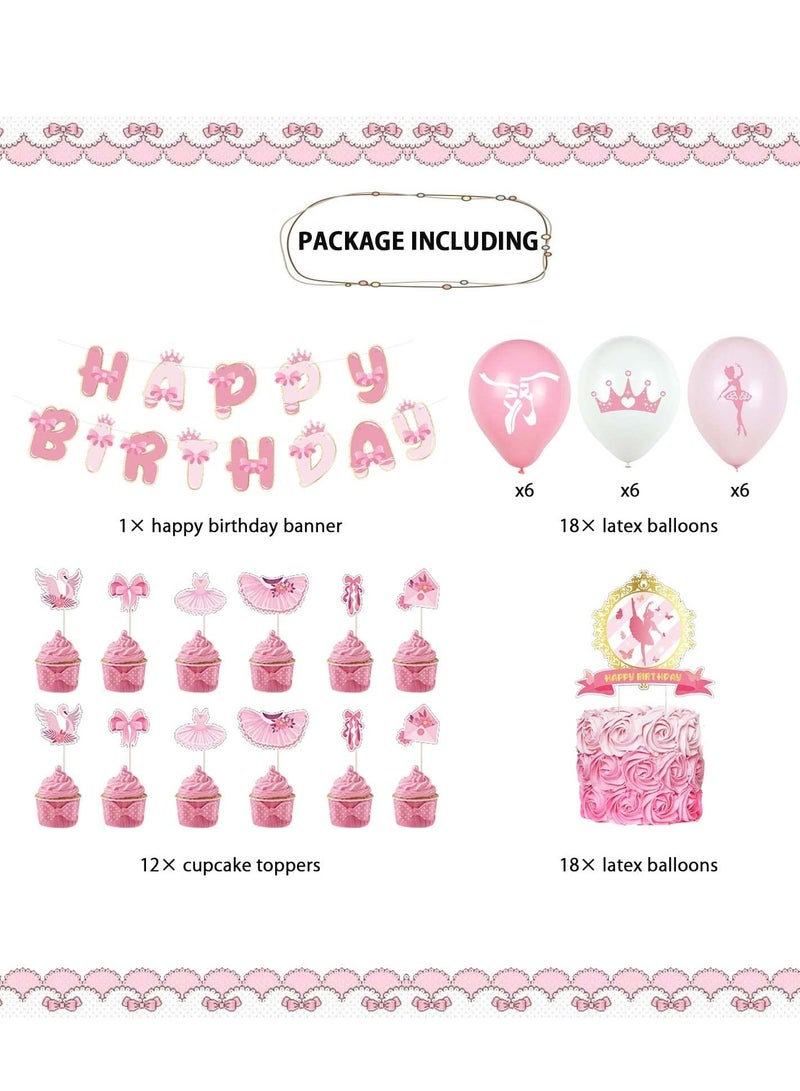 SOLARAE Ballet Birthday Decoration Set, Pink Party Supplies, Dancing Party Supplies Dancing Girls, Latex Balloons, Ballerina Background Tutu Birthday Party Supplies - Image 4