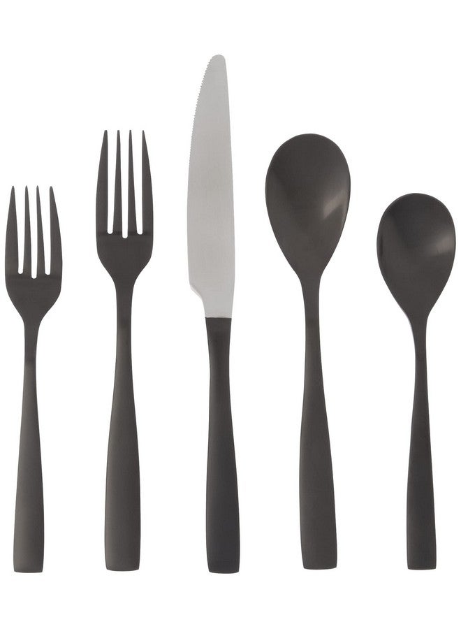 Mikasa Mikasa Delano Black Satin 20-Piece Stainless Steel Flatware Set, Service for 4  - Image 1