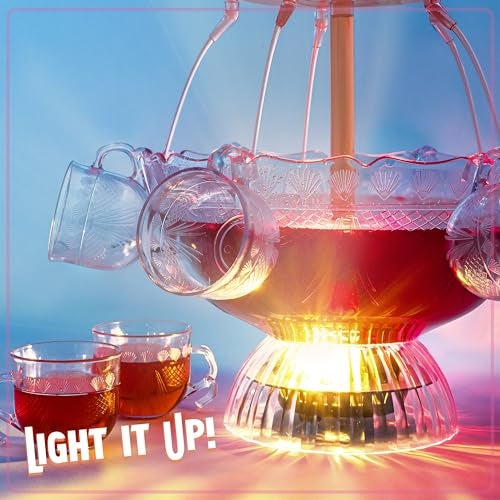 Nostalgia LPF230 3-Tier Lighted Party Fountain, Holds 1.5 Gallons, LED Lighted Base, Includes 8 Reusable Cups - Image 5