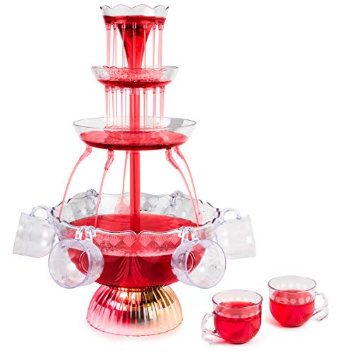 Nostalgia LPF230 3-Tier Lighted Party Fountain, Holds 1.5 Gallons, LED Lighted Base, Includes 8 Reusable Cups - Image 1