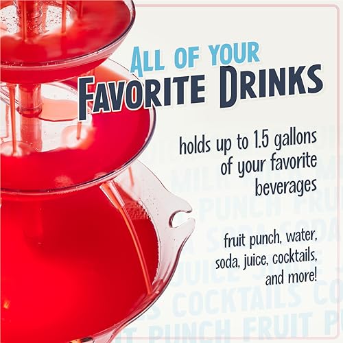 Nostalgia LPF230 3-Tier Lighted Party Fountain, Holds 1.5 Gallons, LED Lighted Base, Includes 8 Reusable Cups - Image 4