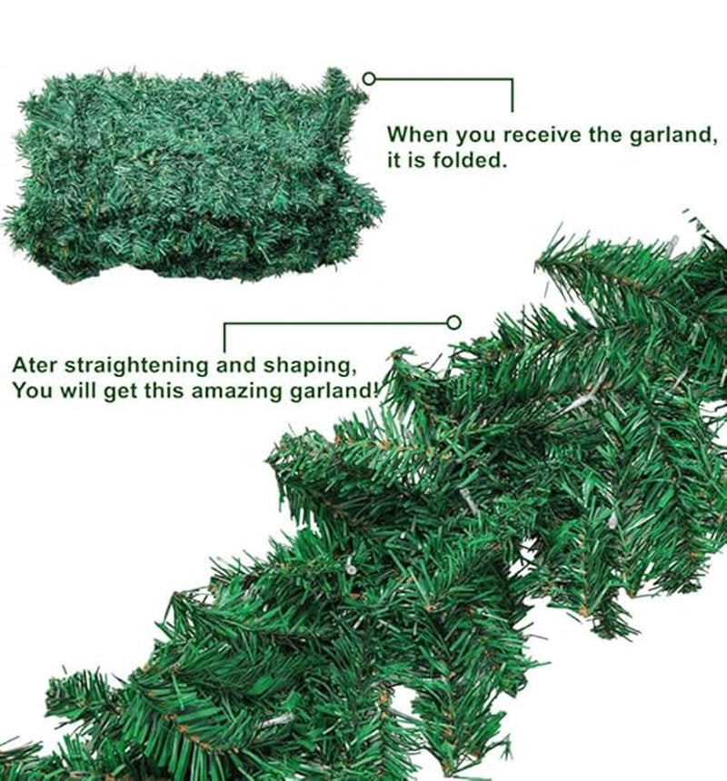 Evisha Christmas Tree Garland, 3 Metre Green Pine Artificial Garland, Holiday Home Decor - Image 2