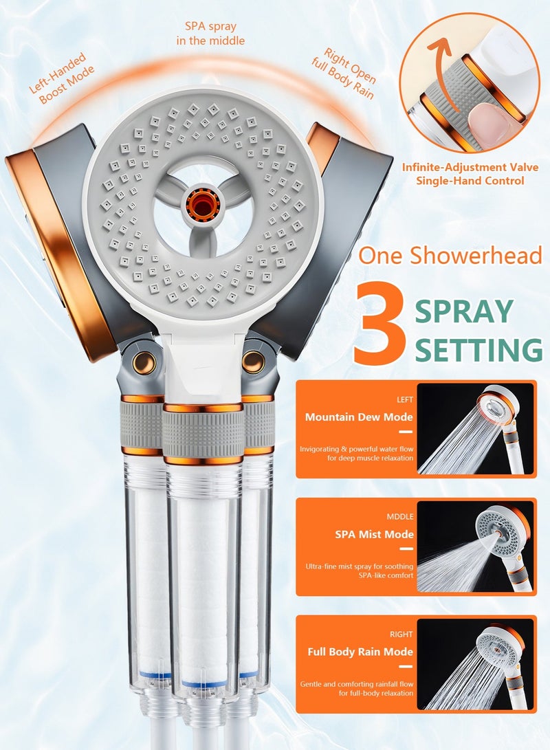 YelaJoy Shower Head,Filtered High Shower Head,For Hard Water & Hair Loss | 3 Modes with Adj.  Prevent Hair Loss And Moisturize Your Skin Chrome Plated(Starter Kit) - Image 2