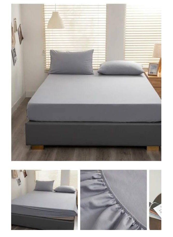 QBED QBED Plain Fitted Sheet Set for Hotels, Homes & Touristic Villages 3 Pieces (120 * 200 * 30 cm, Grey)  - Image 2