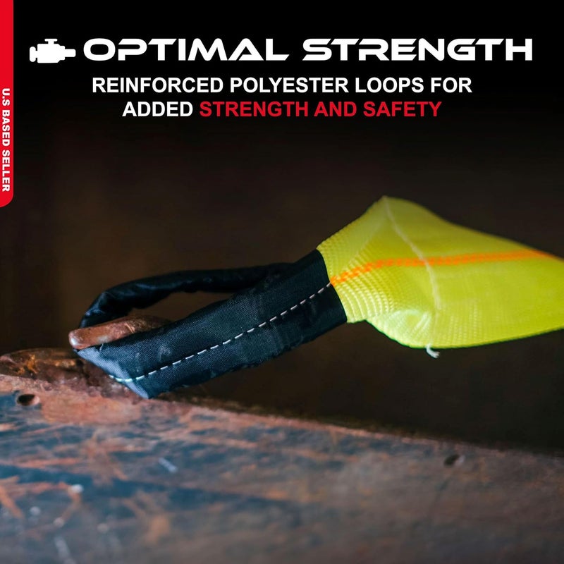 ABN Tow Winch Rope with Loops - 30' x 4' Offroad Vehicle Recovery Strap - 20,000 lbs Capacity - Image 3