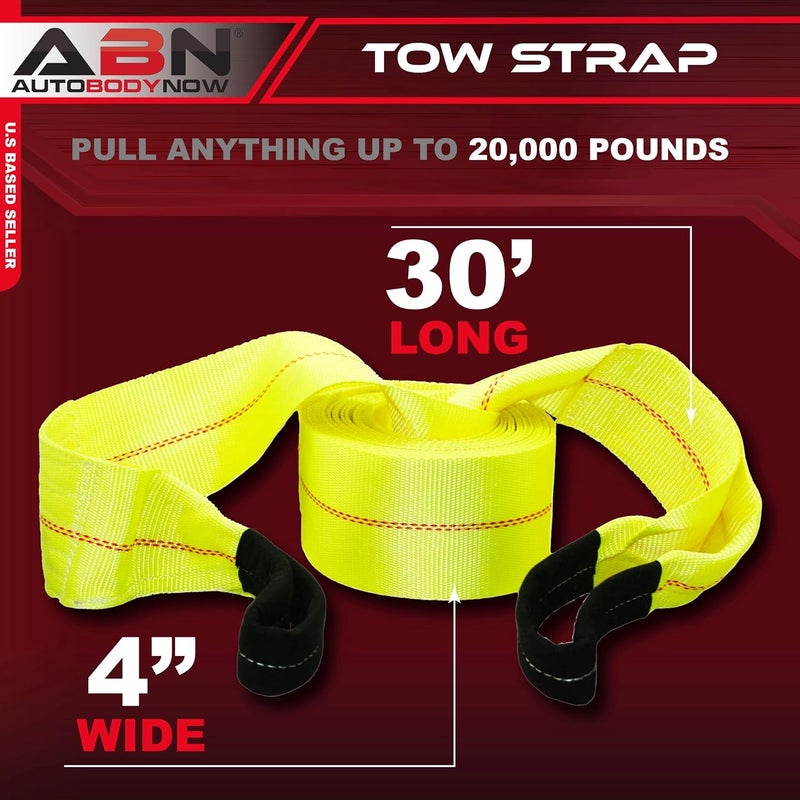 ABN Tow Winch Rope with Loops - 30' x 4' Offroad Vehicle Recovery Strap - 20,000 lbs Capacity - Image 2