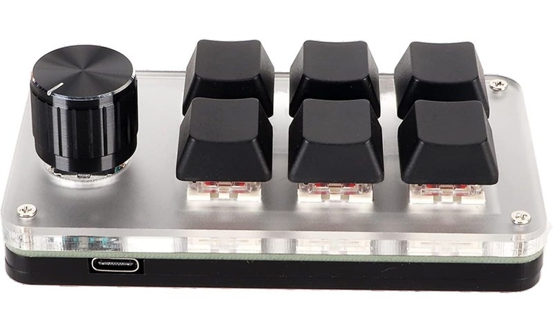 ميني ماكرو ميكانيكي لألعاب الكيبورد 6 أزرار مع مقبض واحد مفتاح أحمر USB للكمبيوتر بيد واحدة - Image 1