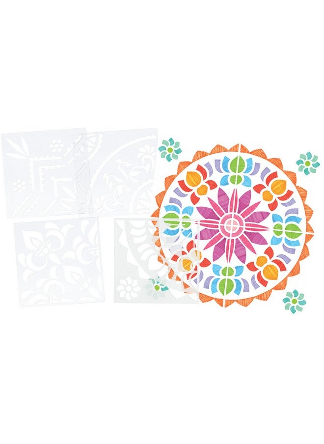 Roylco Roylco - R5621 1293911 Classic Rangoli Mega Stencil, 11" x 11" Size  - Image 2