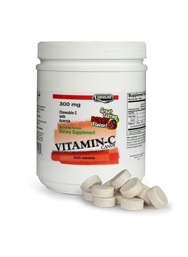 Landau Chewable Vitamin C Candy 300 Mg. Great Tasting Berry Flavor - 500 CHW - Image 1