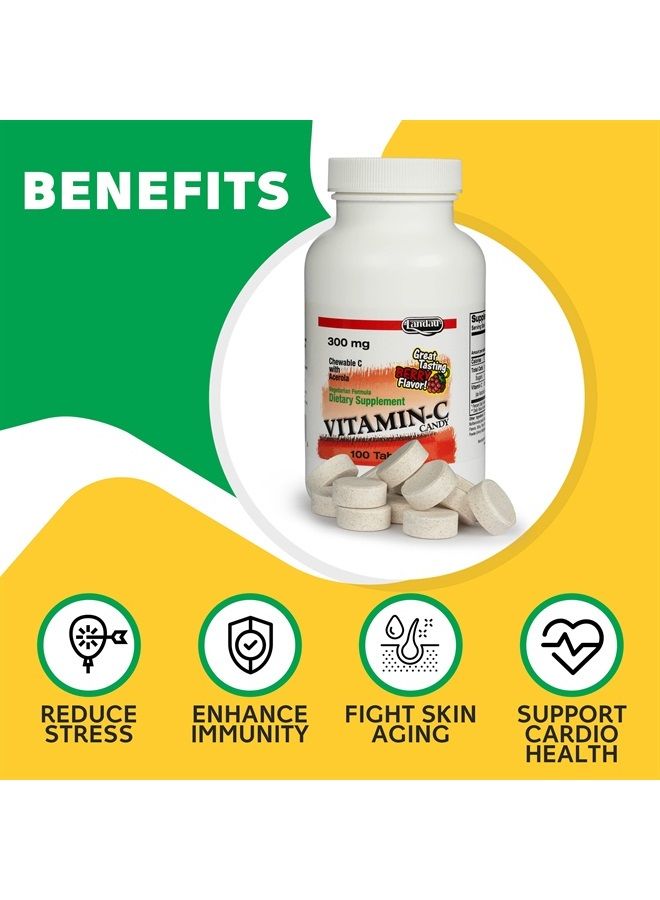 Landau Chewable Vitamin C Candy 300 Mg. Great Tasting Berry Flavor - 500 CHW - Image 3