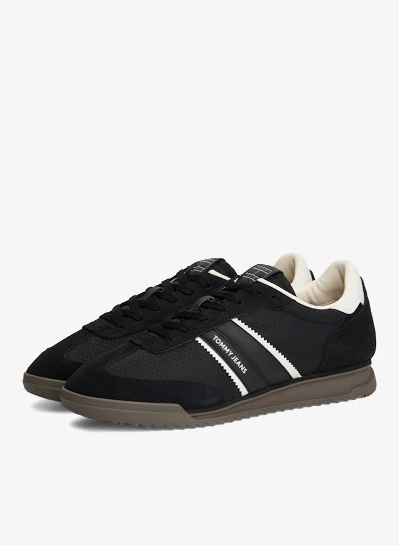 TOMMY JEANS Black Retro Mixed Texture Serrated Trainers for Men | Best Price UAE