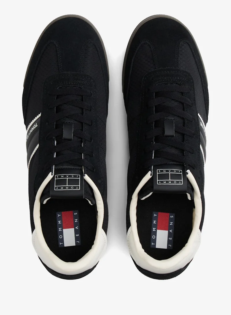 TOMMY JEANS Black Retro Mixed Texture Serrated Trainers for Men | Best Price UAE
