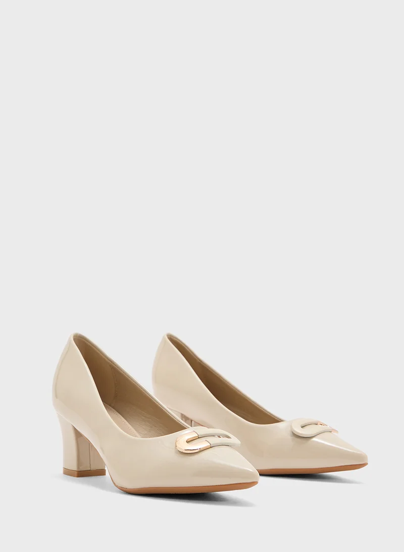 SD.Felano Mid Block Heel Pointed Pump