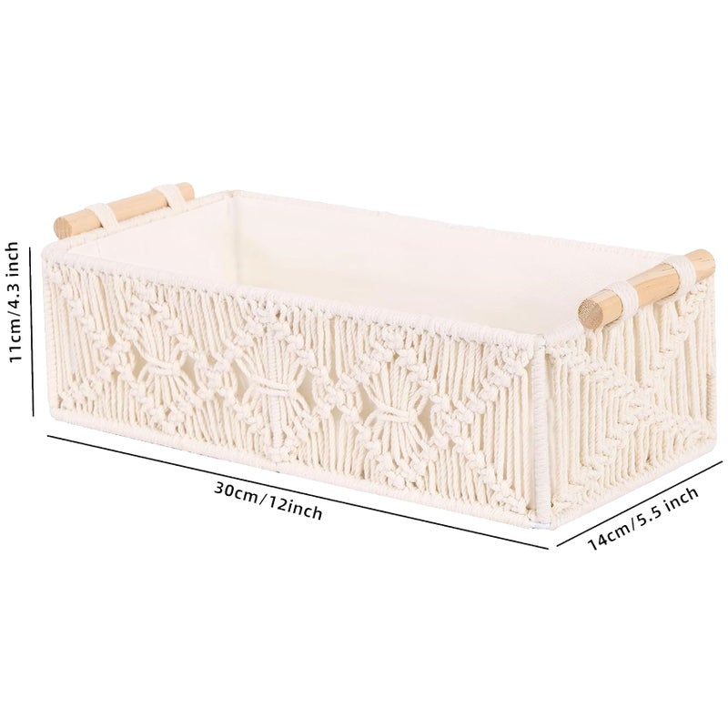 Juwacoo Boho Macrame Storage Baskets Decor Box, Hand-Woven Decorative Box, Boho Decorative Storage Basket, Braided Gift Basket, Toilet Paper Storage/Bedroom Bathroom Storage Box - Image 4