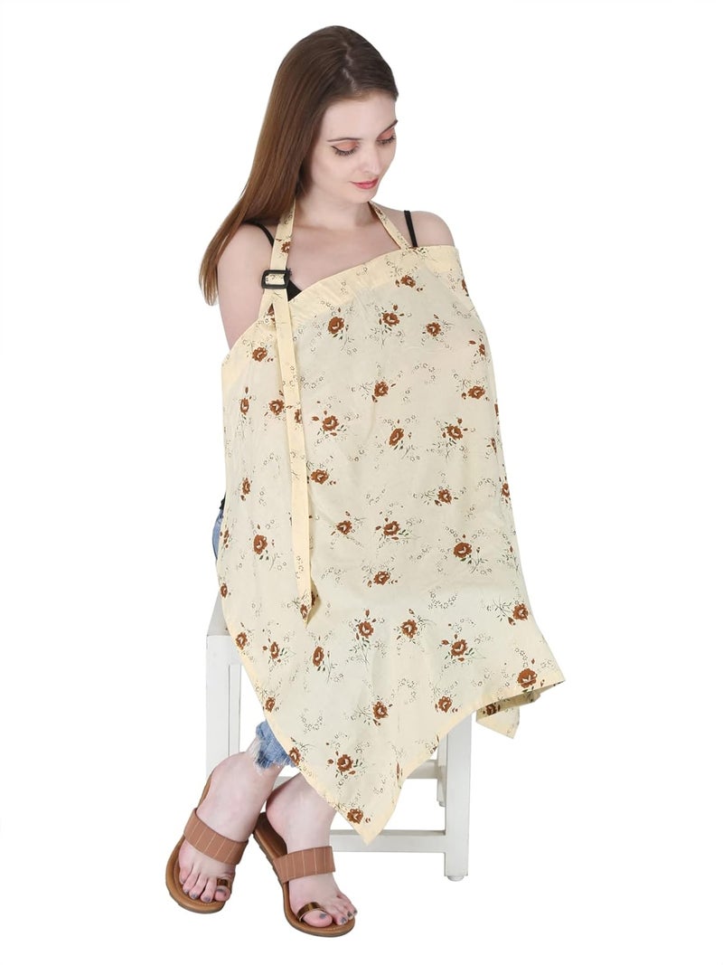Switchon Feeding Apron Cover Maternity Cover & Scarf 100% Cotton Maternity Breastfeeding Multipurpose for Mothers (Cream) - Image 4