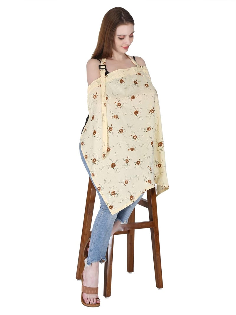 Switchon Feeding Apron Cover Maternity Cover & Scarf 100% Cotton Maternity Breastfeeding Multipurpose for Mothers (Cream) - Image 5