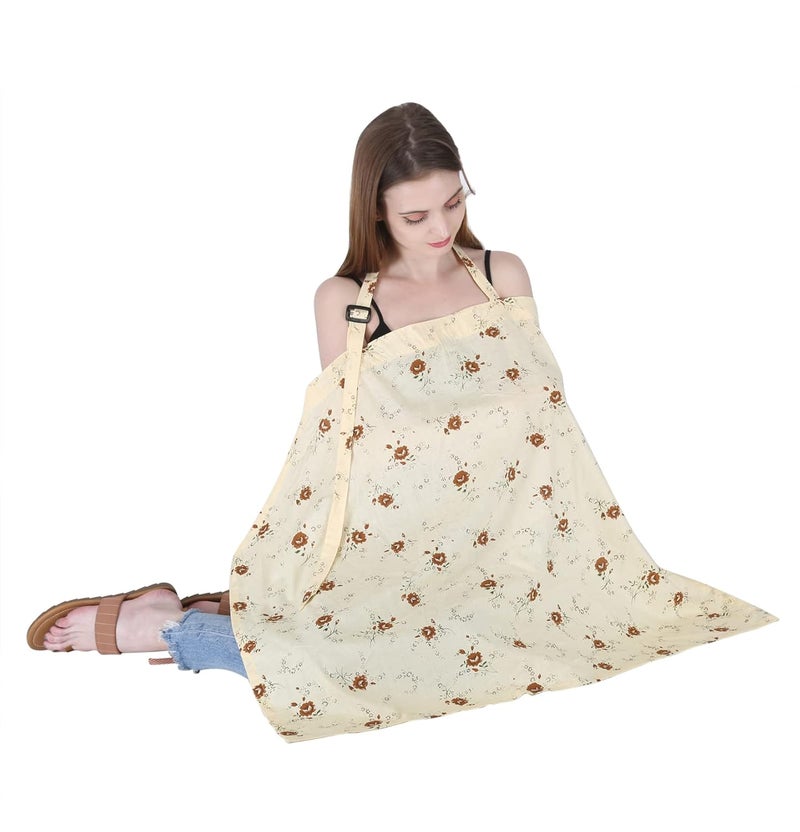 Switchon Feeding Apron Cover Maternity Cover & Scarf 100% Cotton Maternity Breastfeeding Multipurpose for Mothers (Cream) - Image 3