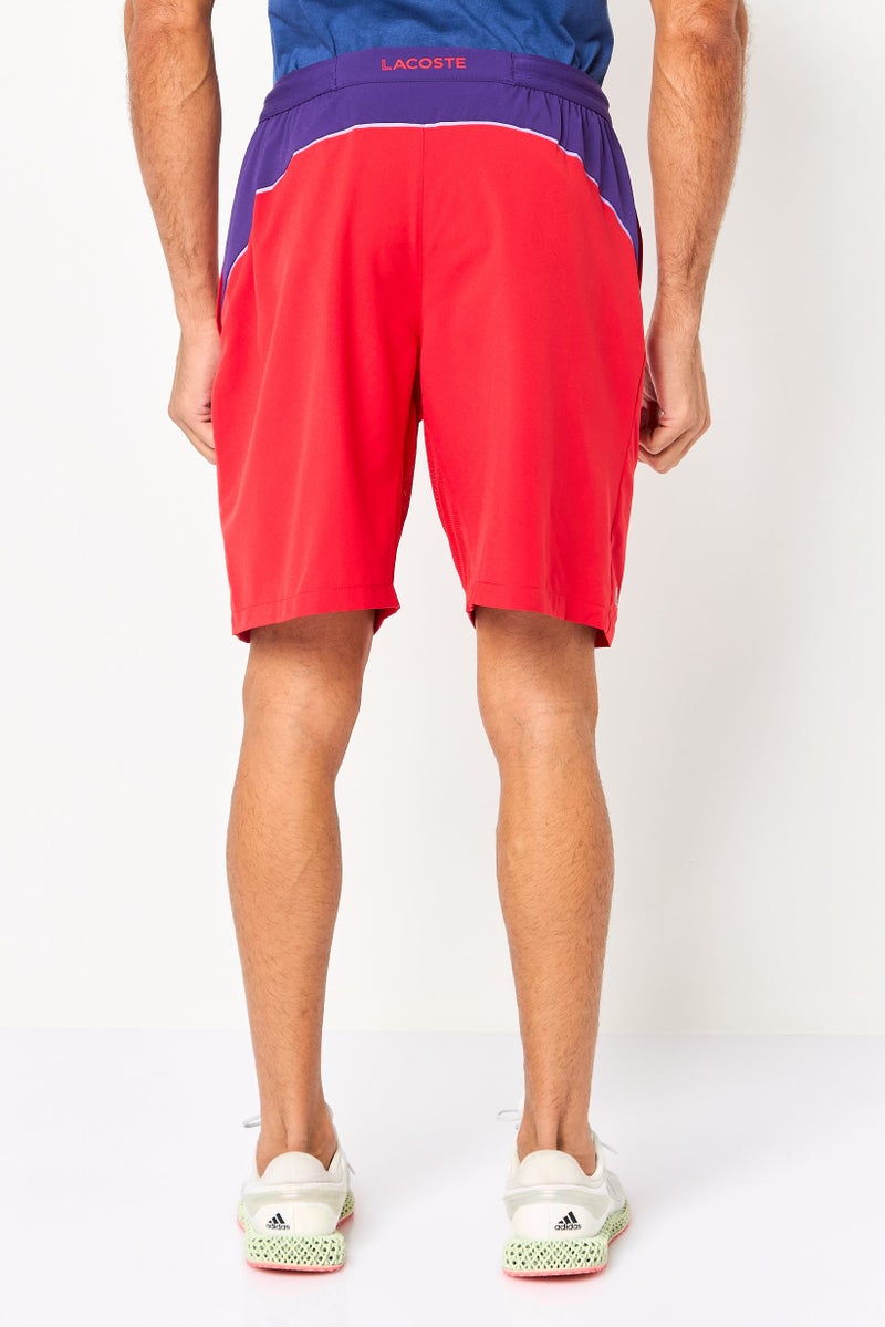 LACOSTE Men Regular Fit Novak Djokovic Tennis Shorts, Red - Image 4