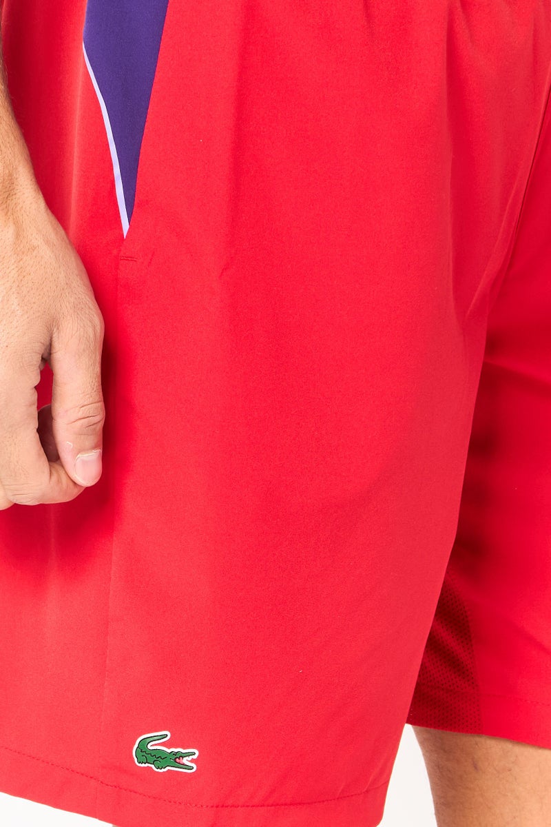 LACOSTE Men Regular Fit Novak Djokovic Tennis Shorts, Red - Image 3