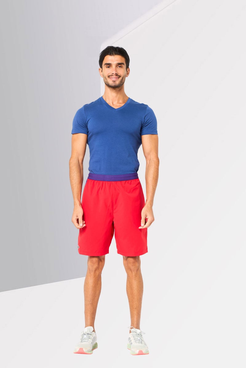 LACOSTE Men Regular Fit Novak Djokovic Tennis Shorts, Red - Image 2
