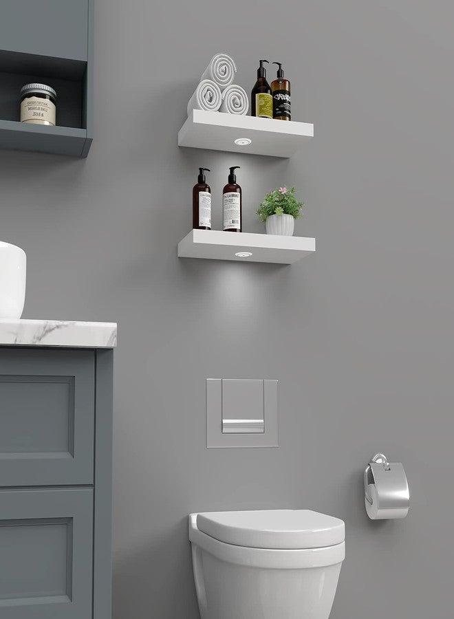 WELLAND White Floating Shelf with Motion Sensor Light, Wall Mounted Storage Shelf, Floating Nightstand for Bedroom, Bathroom, Kitchen and Living Room - Image 4