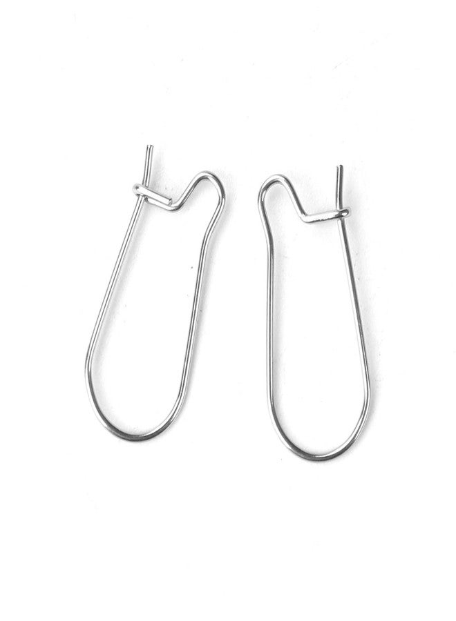 JGFinds Stainless Steel Ear Wire Hooks, 48 Pack Earring Findings, Secure Lock Kidney Wires - Teardrop Dangle 3/4 Inch - Image 1