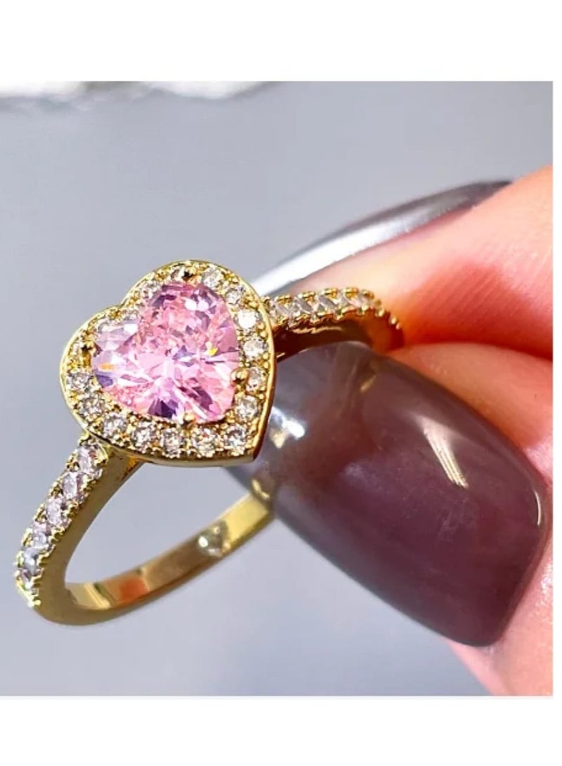 Luxuria Halo Yellow Heart Engagement Ring for Women, 2 Carat Cubic Zirconia Wedding Band Ring, Suitable for Anniversary Gift - Image 3