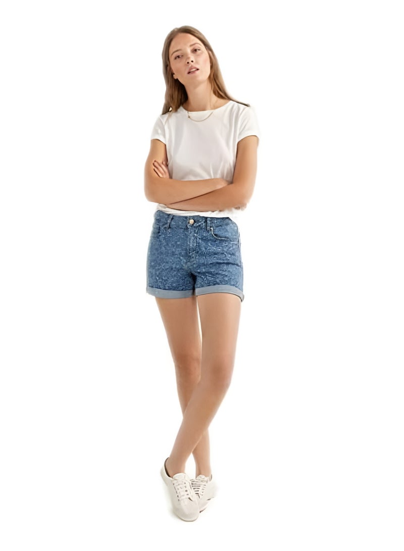 Springfield Women’s Printed Denim Shorts with Pockets – High Waisted Casual Summer Jean Shorts  - Image 5