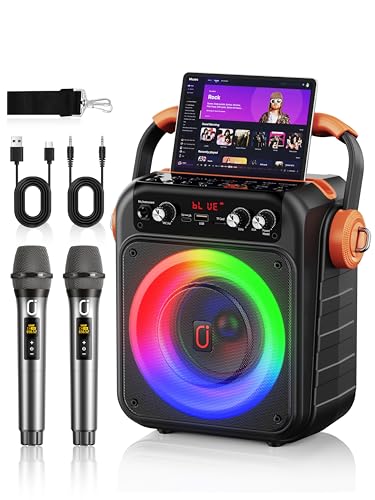 HWWR Karaoke Machine for Kids and Adults Mini Portable Bluetooth 53 Karaoke Speaker with 2 Wireless Microphones Popular Birthday Gifts for Girls Age 312 Singing Machine with Party Lights - Image 1