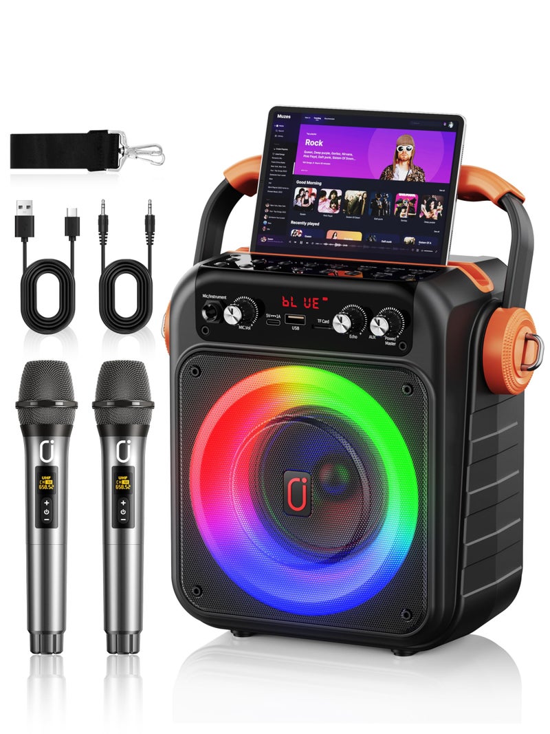 HWWR Karaoke Machine for Kids and Adults Mini Portable Bluetooth 53 Karaoke Speaker with 2 Wireless Microphones Popular Birthday Gifts for Girls Age 312 Singing Machine with Party Lights - Image 2