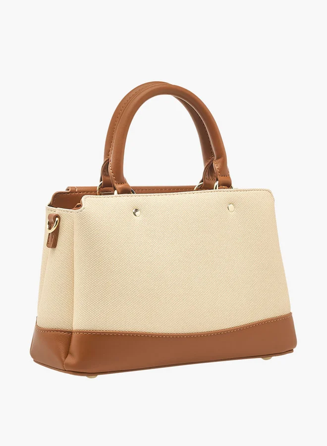 سيليست Colourblock Tote Bag with Double Handle and Zip Closure