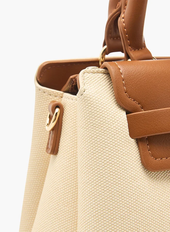 سيليست Colourblock Tote Bag with Double Handle and Zip Closure