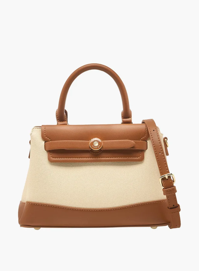 سيليست Colourblock Tote Bag with Double Handle and Zip Closure