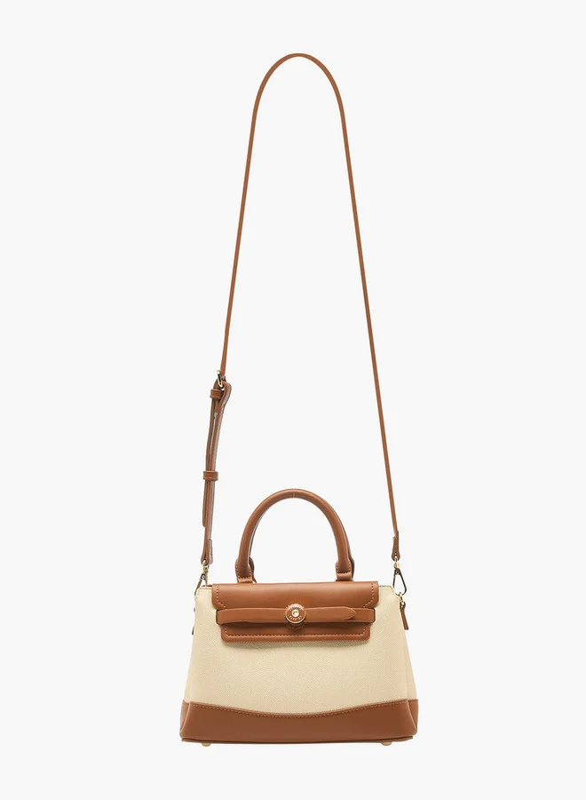 سيليست Colourblock Tote Bag with Double Handle and Zip Closure