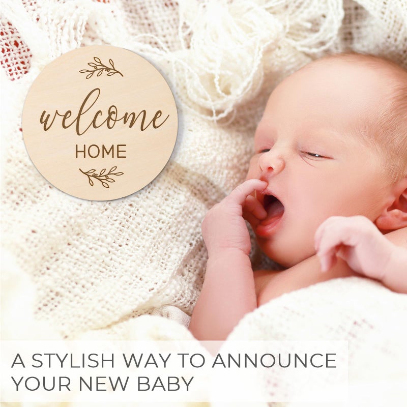 Giftacity Baby Monthly Milestone Cards Sign - 7 Cute Double Sided Wooden Circles Discs Newborn Memento Milestone to Document Baby's Growth, Pregnancy Journey Sign Baby Boy and Girl Gifts Set - Image 3