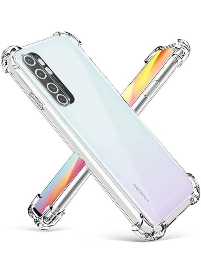 Lion Store shockproof back protective case with top camera protection, compatible with Xiaomi Mi Note 10 Lite, with sturdy silicone edges, transparent