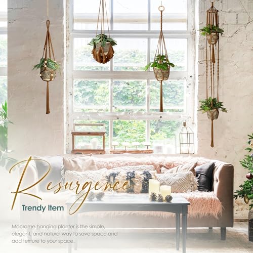 ANROYE Macrame Plant Hanger for Indoor Set of 4 Bohemian Hanging Planter with Tassels for Flower Pot Boho Decorative Houseplant Rope Holder for Home Decor Bedroom Window Farmhouse - Image 3