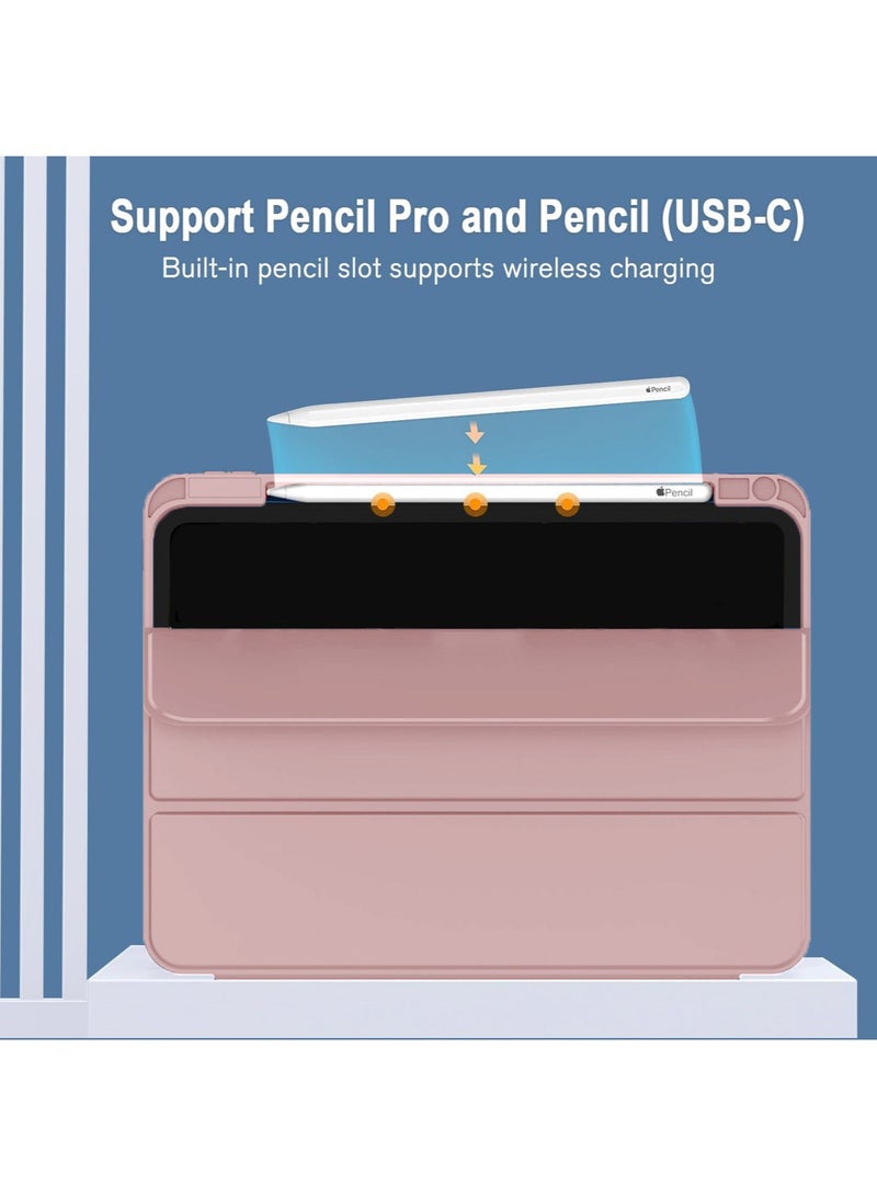 دبليو تيك غطاء حافظة لجهاز آبل آيباد برو 13 5G 2025 (الجيل السابع) بحجم 13 بوصة، فليب ذكي مع خاصية الاستيقاظ/النوم التلقائي، مصنوع من الجلد مع حامل للقلم - ذهبي وردي - Image 2