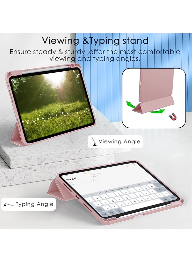 دبليو تيك غطاء حافظة لجهاز آبل آيباد برو 13 5G 2025 (الجيل السابع) بحجم 13 بوصة، فليب ذكي مع خاصية الاستيقاظ/النوم التلقائي، مصنوع من الجلد مع حامل للقلم - ذهبي وردي - Image 4
