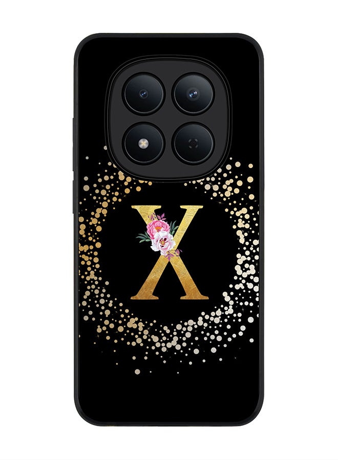 For Xiaomi Redmi Note 15 Pro 5G Case,Slim fit Camera Protection, Shockproof Thin Phone cover  - Custom Monogram Floral - X ( Black )