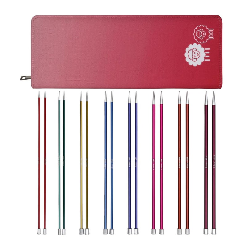 KnitPro Zing Deluxe Single Pointed Needle Set 12 30cm  8 Sizes 25mm to 6mm
