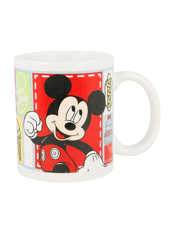 Disney Hey Mickey Printed Coffee Mug White/Black/Red 325ml - Image 1