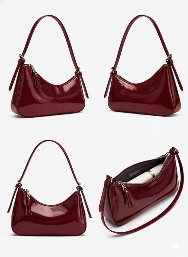 HaveGlam Cherry Half Moon Maroon | Stylish Glossy Sling Bag for Women | Modern Shoulder Bag with Zipper, Phone Purse for Daily Use, Travel & Office - Lightweight Trendy Bag for Ladies - Image 4