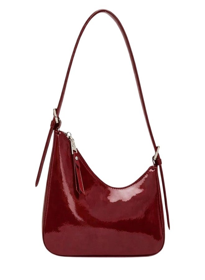 HaveGlam Cherry Half Moon Maroon | Stylish Glossy Sling Bag for Women | Modern Shoulder Bag with Zipper, Phone Purse for Daily Use, Travel & Office - Lightweight Trendy Bag for Ladies - Image 1