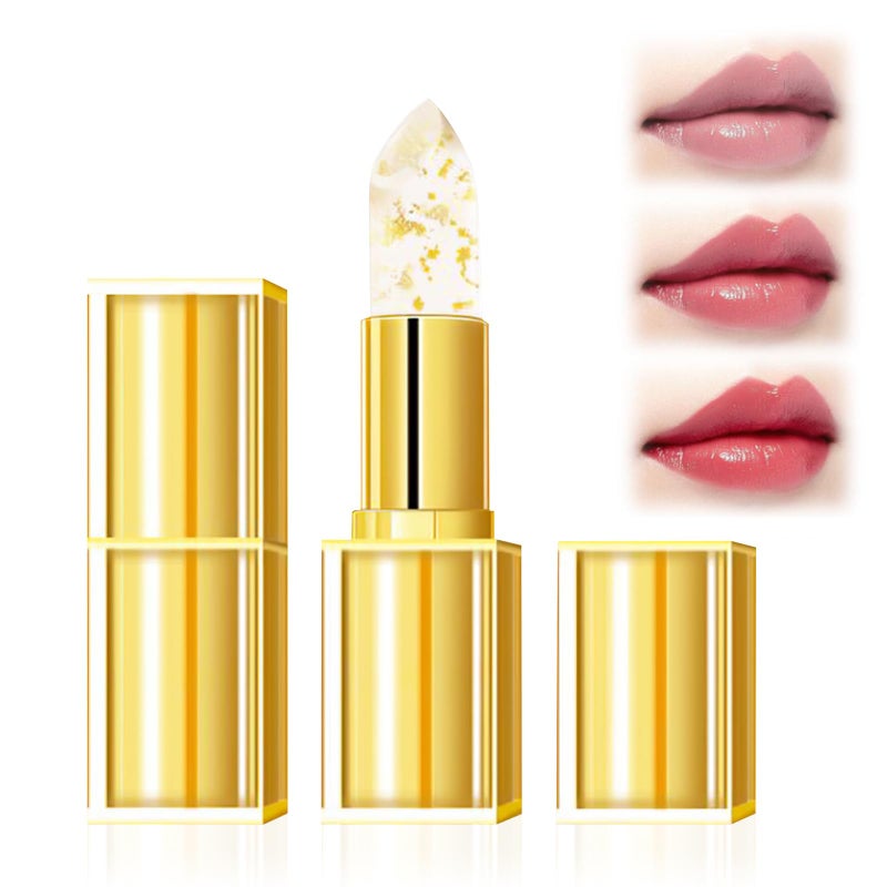 EOIRULA 2PCS Transferproof Color Changing Lipstick, Color Changing Lipstick Gold Foil for Women, Moisturizing Glossy Shine Lip Gloss, Deep Nourishment - Image 1